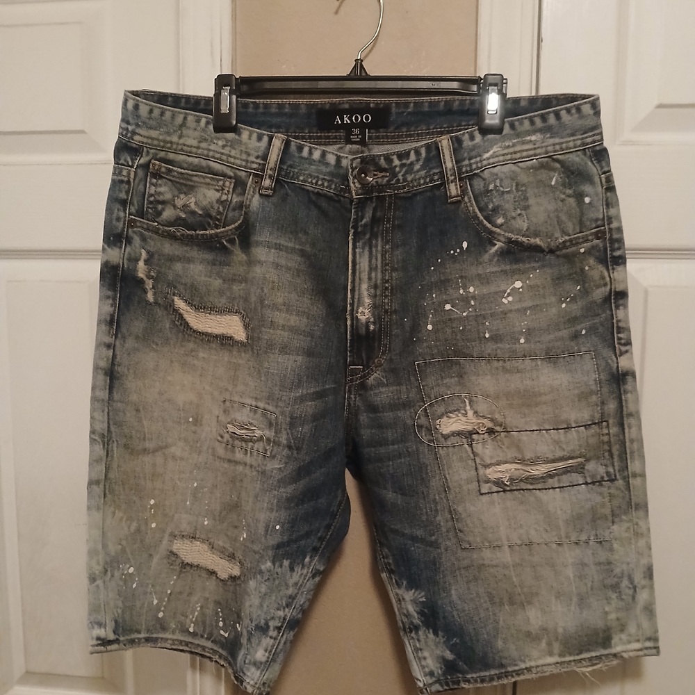 AKOO Distressed Denim Shorts - Blue